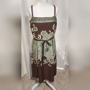 RK Strapless Brown and Green Cocktail Sundress